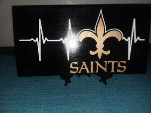 Nueva placa de madera Orleans Saints 13,5 x 7 pulgadas hecha a mano - Imagen 1 de 4