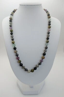 Collar 18" Unakita, Obsidiana, Labradorita, Hematita y Fluorita, 6mm Foto 1 de 4