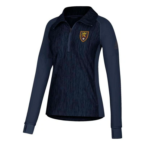 Real Salt Lake MLS Adidas Women's Climalite Navy Blue Vertical Heather Jacket Cover