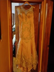 Badgley Mischka NWT Silk Beaded Bodice Lined Formal Ball Gown Sz 10 - Picture 1 of 6