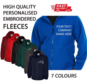 Custom Personalised Fleece Jacket Work Wear Embroidered Company TEXT Warehouse - Picture 1 of 17