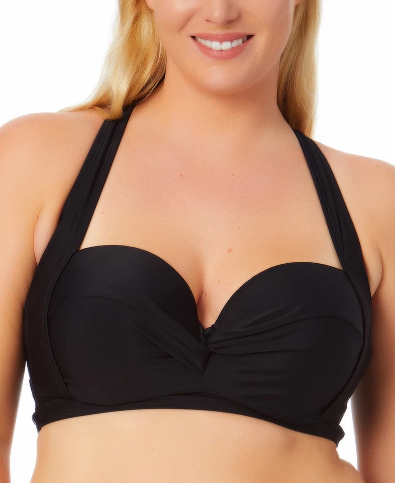 MSRP $30 California Waves Plus Size Molded Cup Bikini Top Black Size 2(20/22) - Image 1 of 1