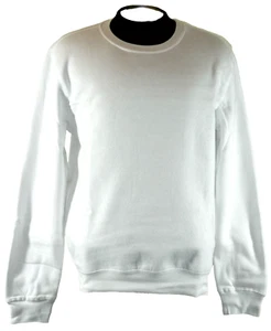 NEW EVERLAST Sport Plain White Pullover Cotton Blend Sweatshirt Tag S Sleeve 32 - Picture 1 of 3