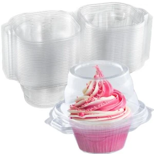 Individual Cupcake Containers 100 Pack | Clear Plastic Disposable Cupcake Box... - Picture 1 of 7