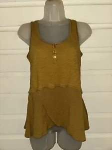 Anthropologie Little Yellow Button 100% Cotton Sleeveless Top Size XS - Picture 1 of 8