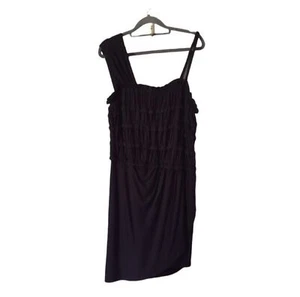 Leifnotes Anthropologie Divergent Black Mini Dress Womens Large Ruffle Jersey - Picture 1 of 5