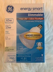 GE R30 CFL Light Bulb, 65W Replacement, Dimmable, Energy Smart, Soft White, FS  - Picture 1 of 8