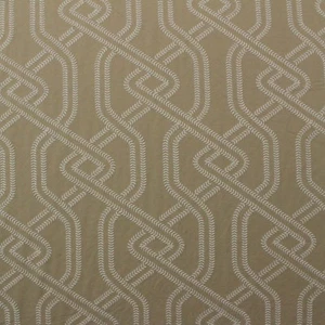WAVERLY STICHERY EMBROIDERED CAMEL GEOMETRIC TRELLIS MULTIUSE FABRIC BTY 54"W - Picture 1 of 5