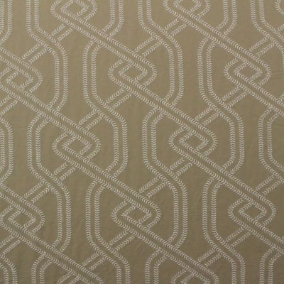 WAVERLY STICHERY EMBROIDERED CAMEL GEOMETRIC TRELLIS MULTIUSE FABRIC BTY 54"W - Image 1 of 4