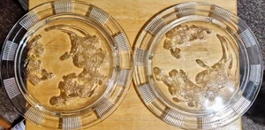Vintage Federal Clear Glass Cake Plates Sharon Cabbage Rose Pattern 1935-39 EUC - Picture 1 of 3