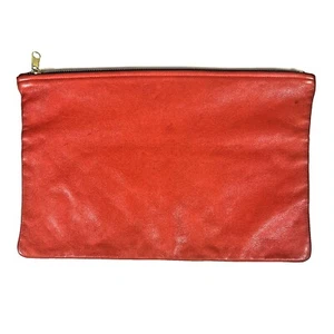 American Apparel Medium Leather Carry-All Zip Pouch in Tomato Red RN103255 - Picture 1 of 8