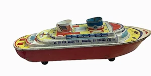 Wyandotte Toy Tin Litho Cruise Ship SS America Wheeled 1940s Pull Along USA 12" - Picture 1 of 14