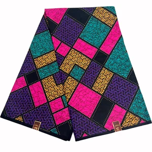 Tela africana estampada 6 yardas rosa púrpura 100 % algodón material de costura Ankara - Imagen 1 de 16
