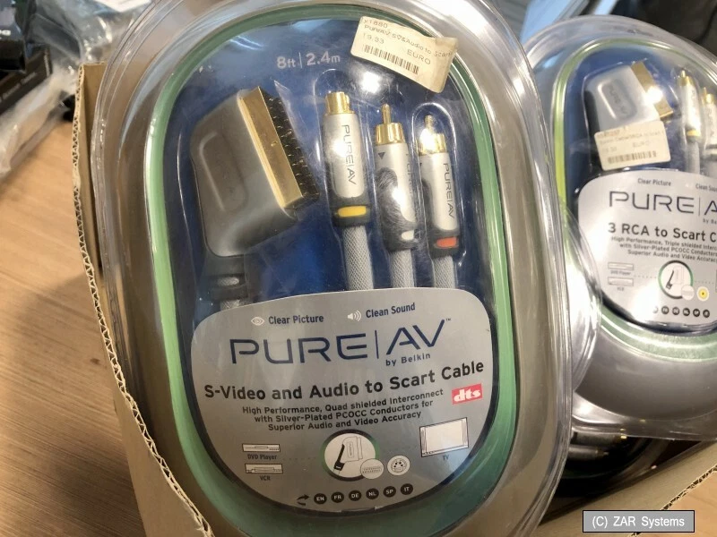 Belkin AV51503EA08 PureAV 2.4m RCA Cinch Audio S-Video zu SCART Kabel Cable - Bild 1 von 1