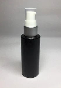 50ml PET Plastic Black Cylindrical Bottles & White/Silver Serum Pump ANY AMOUNT - Picture 1 of 2