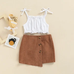 2pcs Toddler Baby Girl Suspender Vest Tops +Skirts Summer Clothes Outfit - Picture 1 of 10