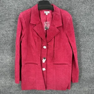 D&Co Denim Company Rosa Lederjacke Damen XL Knopfleiste Gefüttert Neu - Bild 1 von 16