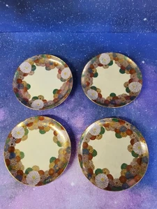 Lot of 4 Antique Satsuma Japanese Hand Painted Plates Flowers Gold 6.5" - Picture 1 of 6