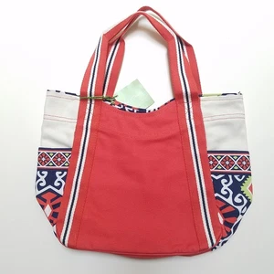 VERA BRADLEY Sun Valley Small Colorblock Tote Bag Canvas Orange NEW - Picture 1 of 9