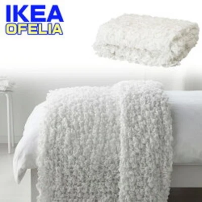 IKEA OFELIA Throw Blanket 130x170cm White Soft Textured Knit Cover Unisex - Image 1 of 4