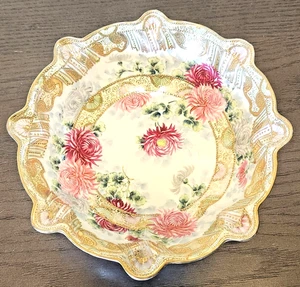 Antique NIPPON Floral & Gilt Decorated Hand Painted Porcelain Bowl 10" Stunning! - Picture 1 of 23