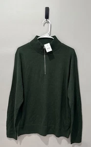 J.Crew Merino Wool Blend Half-Zip Sweater Size Large Mens Green New W/Tag - Picture 1 of 4