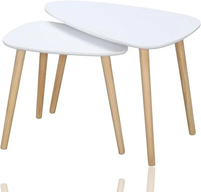 White Nesting Coffee Table Set 2 Side Tables Living Room Bedroom Space Saving - Image 1 of 4