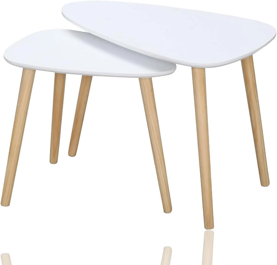 White Nesting Coffee Table Set 2 Side Tables Living Room Bedroom Space Saving - Image 1 of 4