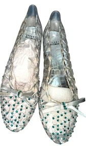 Stuart Weitzman Womens Jelly Sandal Jellystone Blue Rhinestone Ballet Flat Sz 10 - Imagen 1 de 15