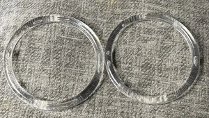 VTG Lot of 2 Thin Clear Tubular w Bubbles Plastic Bangle Bracelet 3.25" 8" circ. - Picture 1 of 3