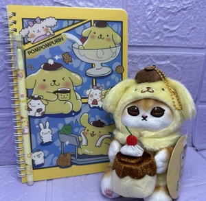 MOFUSAND Cat Pompompurin Sanrio Plush Cuddly Charm A5 Notebook Pen Bundle Kawaii - Picture 1 of 9