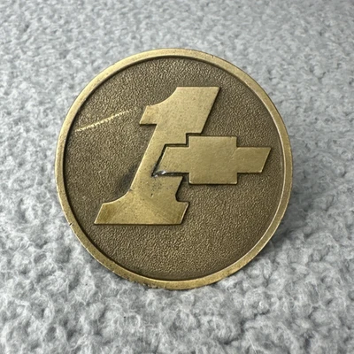 Vintage 70's Chevrolet #1 Logo Bowtie Belt Buckle Brass Chevy 1970's 2 1/4" - Image 1 of 4