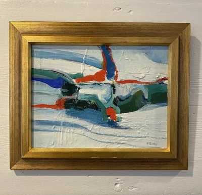 1967 Mid Century Scandinavian Abstract Oil Painting Signed Ståhle  - Image 1 of 4