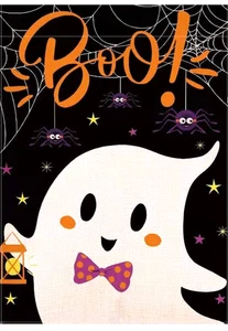 BOO! Halloween Geist Garten Flagge Sackleinen 12,5x18 Zoll doppelseitig neu im Paket - Bild 1 von 3