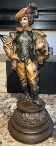 Vintage bemalte Spelter Skulptur "Musketier" Mitte 20. Jahrhundert - Bild 1 von 9