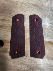 Ed Brown 1911 Full Size Grips G10 Double Diamond Checkered Redish Brown 45912 - Picture 1 of 9