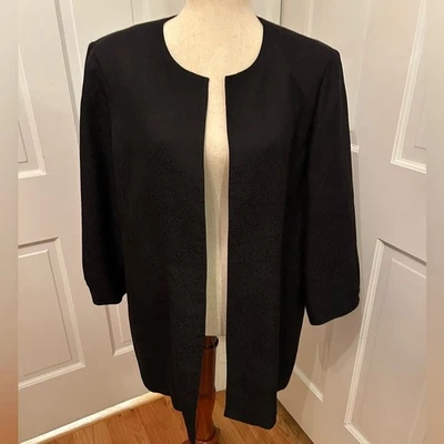 Chaqueta Blazer EILEEN FISHER Texturizada Seda Frente Abierto Negra Talla L Foto 1 de 4