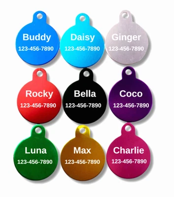 Cute Personalized Pet Name Tag – Double-Sided Round Engraved Dog Cat Accessory - Image 1 of 4