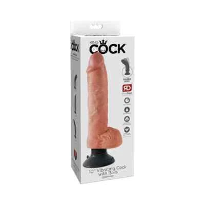 Consolador Vibrador King Cock 10" con Bolas - Vibrador Realista Dong Juguete Sexual Foto 1 de 4