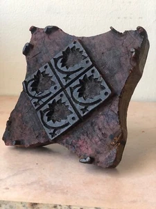 Antique Hand Carved Wood Block Stamp India Batik for Fabric Wallpaper, Leaf Dsgn - Picture 1 of 18