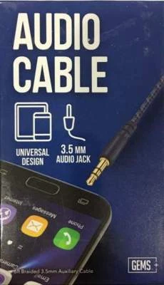 GEMS 3.5mm  Audio Jack Cable  6FT Braided Universal Design - Choose Color - Image 1 of 2