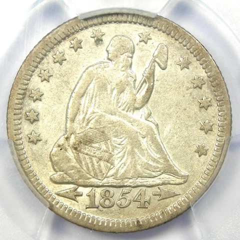 1854-O Huge O Variety Seated Liberty Quarter 25C - PCGS VF35 - $3,500 Value Cover