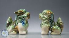 A PAIR OF VINTAGE FOO DOG FIGURINES TEMPLE LIONS FENG SHUI GOOD LUCK