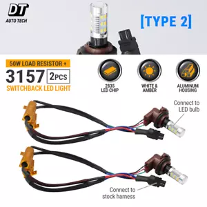 Error Free 3157 High Power Amber/White Type 2 Switchback LED Turn Signal Bulbs - Foto 1 di 8