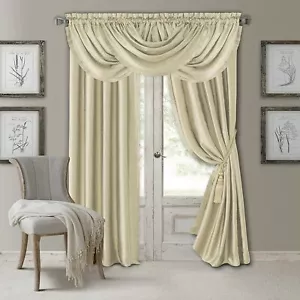 Elrene Home Fashions Versailles 95-Inch Rod Pocket Window Curtain Panel in Ivory - Picture 1 of 5