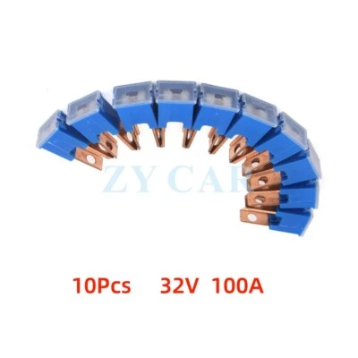 10Pcs for Cars Vehicles 32V 100A Blue Plastic Push-in Type Male PAL Fuse - Image 1 of 4