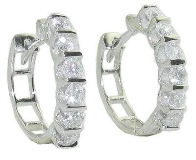 14K White Gold Hoops Earrings Bar Set SI1 G 0.55 Ct Round Cut Diamond Appraisal - Image 1 of 4