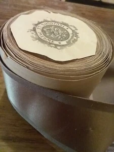 Antique French Satin Taupe Ribbon on Spool over 6 yards Passementerie Sewing - Picture 1 of 8