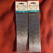 Unique Party Paper Straws Silver 10 Ct X 2 New