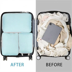 4 Set Compression Bags Travel Storage Organiser Suitcases Packing Cubes Luggage - Picture 1 of 25